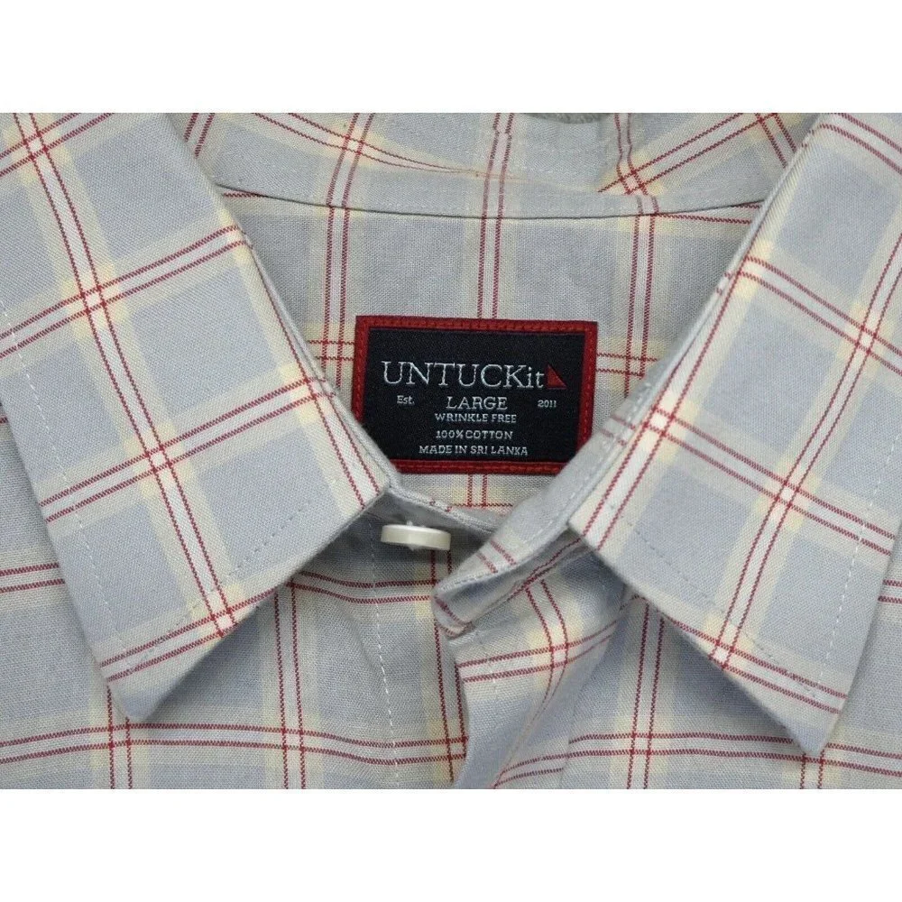 UNTUCKit Shirt Mens Size L Long Sleeve Wrinkle Free Button Up Plaid Ridgeview WF - Picture 2 of 10